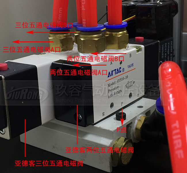 亞德客兩位和三位五通電磁閥說(shuō)明圖